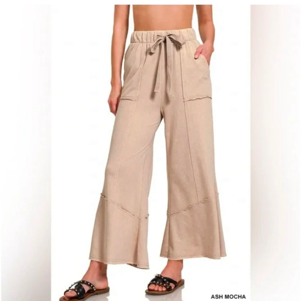 Zenana Kick Out Wide-Leg Pants Size L